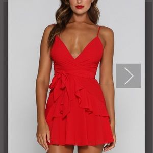 MESHKI Pareesa Mini Dress - Red (Small)
